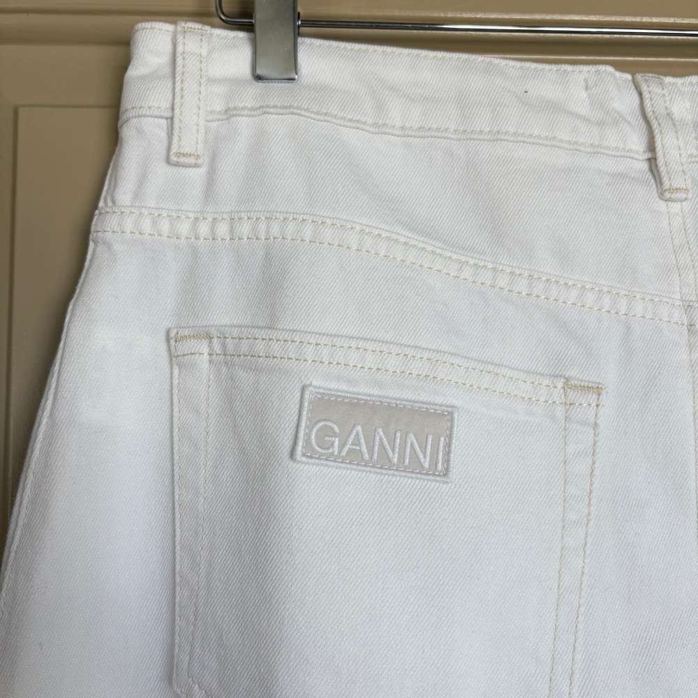 NWT GANNI Double Fly Denim Maxi Skirt in Bright White EU 40 - Picture 5 of 12